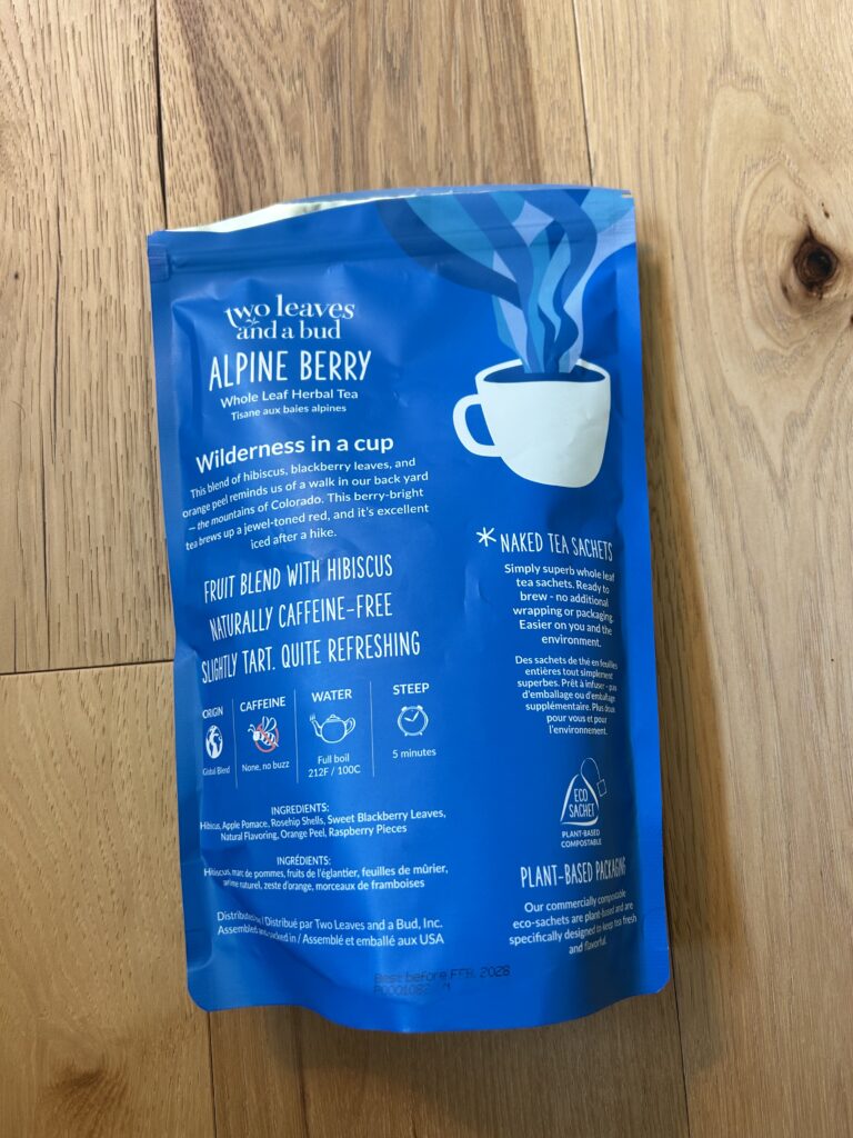 Two Leaves and a Bud's Alpine Berry Naked Sachets Tea
